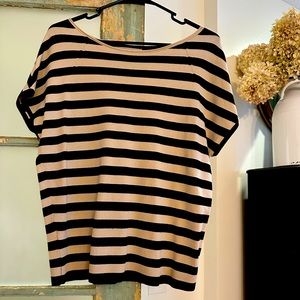 Classy back and tan striped top